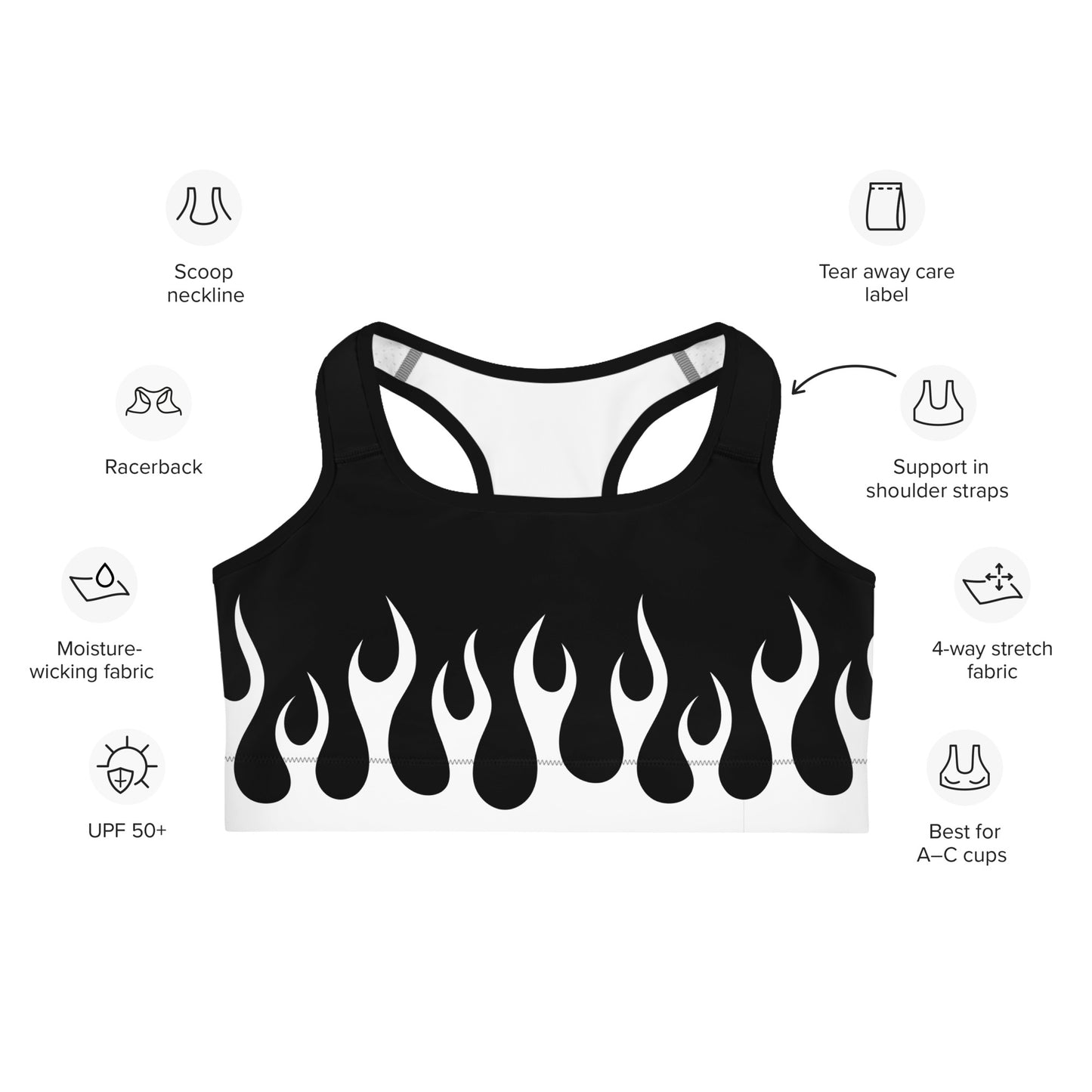 FACE FLAME WOMENS SPORTS BRA